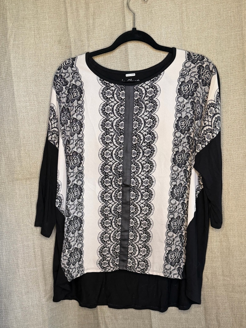 Chico’s Black White Lace Print Tunic Top